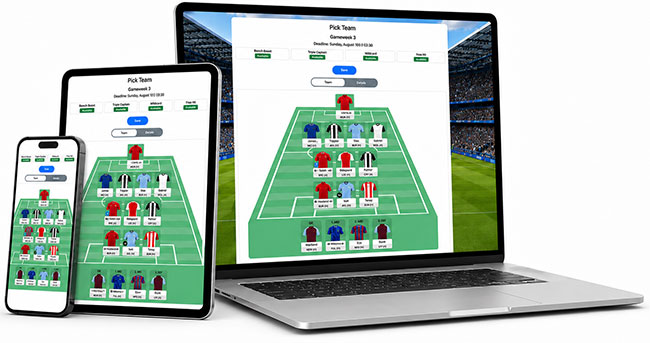 Fantasy football team selection mockup